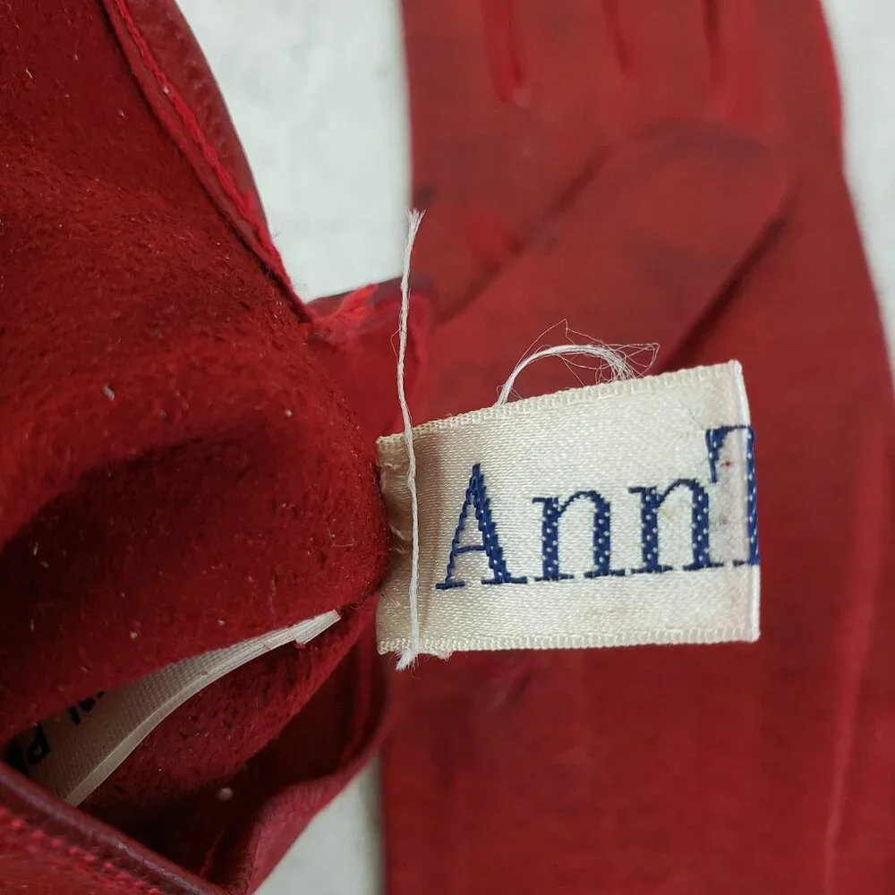 Vintage Ann Taylor Leather Perforated Gloves Red size 6.5